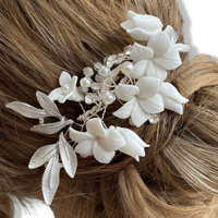 Image 1 of The "Eve" Acrylic White Floral Comb 