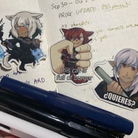 Image 1 of FFXIV Sticker: G'raha Tia Burger, Y'shtola Drippy, Estinien Map