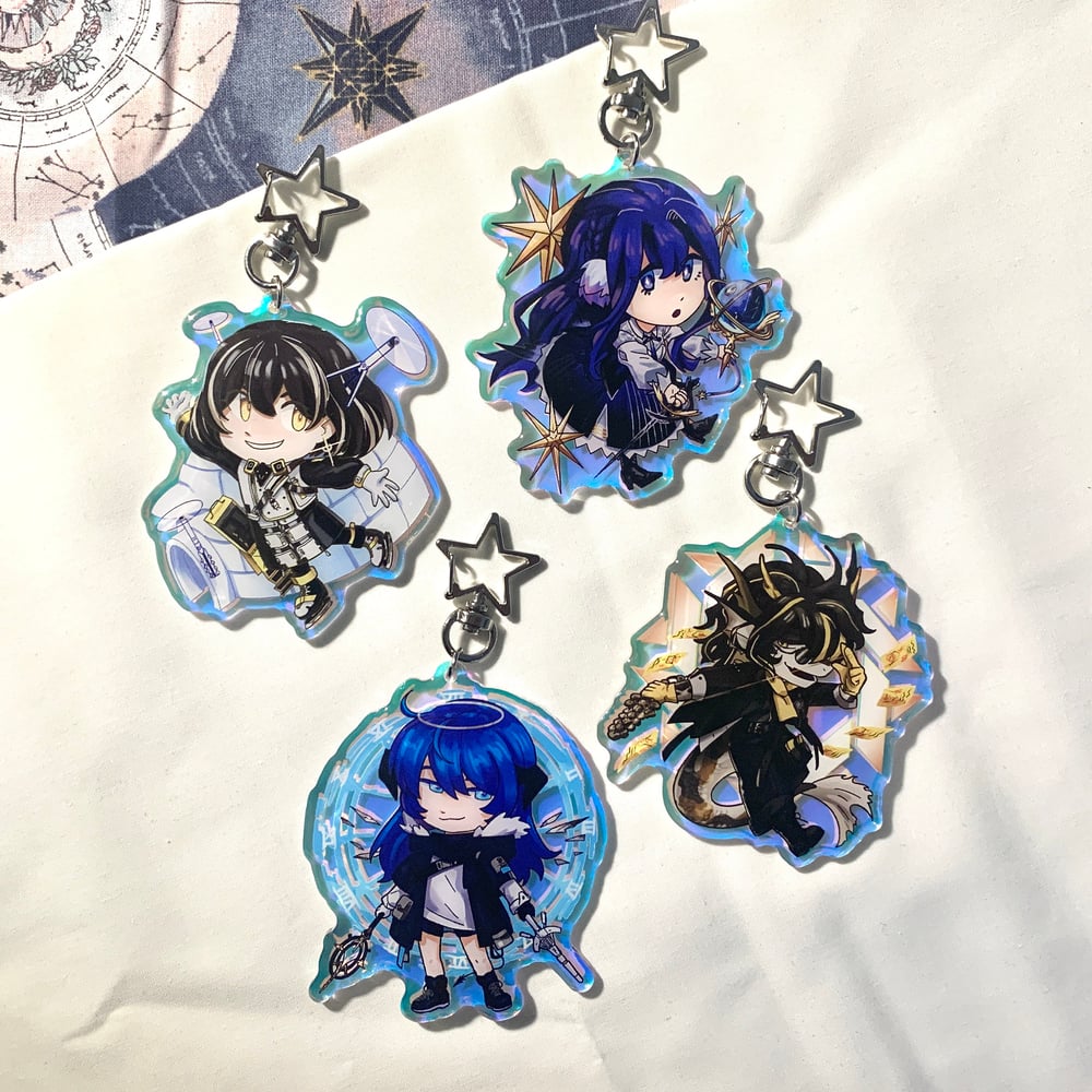 Arknights Holographic Keychains: Mostima, Lee, Magallan, Astesia