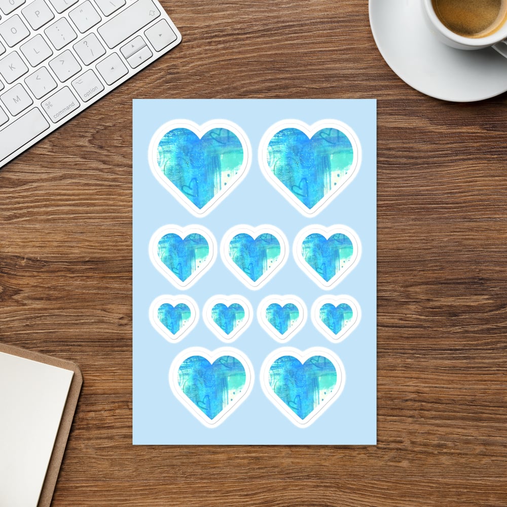 Image of Blue Heart Sticker sheet