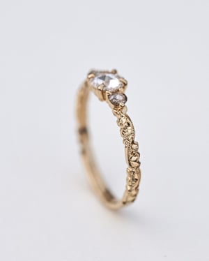 Image of 18ct yellow gold, 5.35mm rose-cut diamond trilogy ring (LON237)