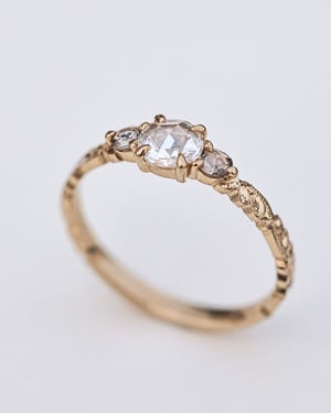 Image of 18ct yellow gold, 5.35mm rose-cut diamond trilogy ring (LON237)