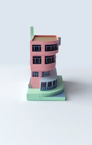 Image of Corner Apartments Paper Model