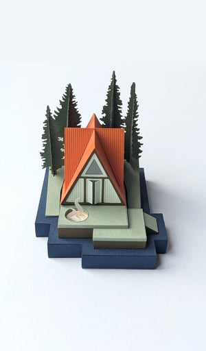 Image of A-Frame Cabin Paper Model