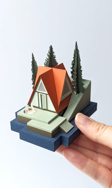 Image of A-Frame Cabin Paper Model