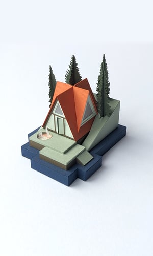 Image of A-Frame Cabin Paper Model