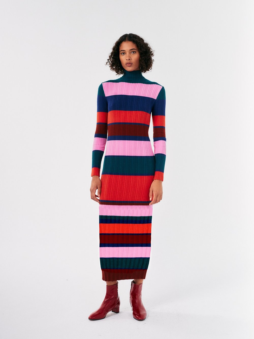 Image of 3-Vestido punto rayas colores