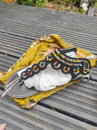 Image 4 of Leather handmade beaded sandals 6 size (39)