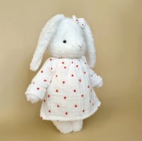 Image 2 of White bunny in a dress with a heart soft handmade toy bunny