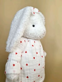 Image 3 of White bunny in a dress with a heart soft handmade toy bunny