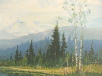 Image 4 of Vintage Mountain Landscape Print by Scott McDaniel of Alaska, Signed Numbered Ltd Edition, Framed 