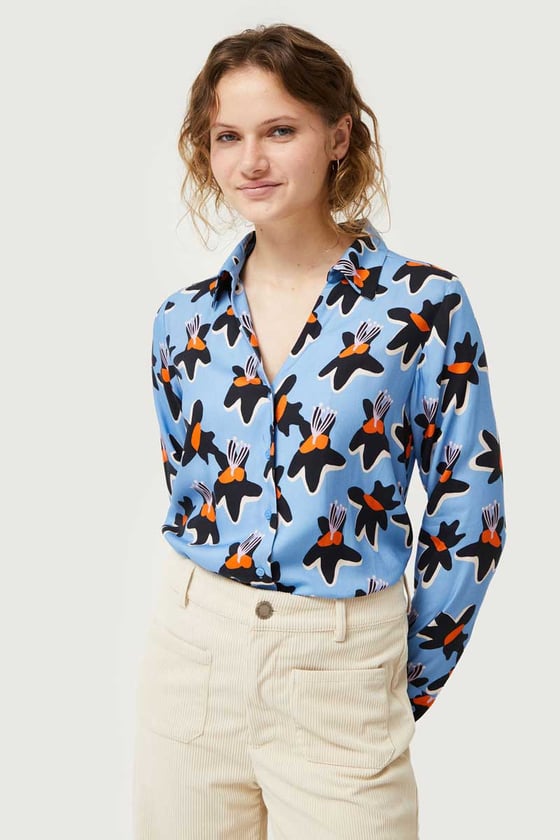 Image of Camisa con estampado floral Calatea azul