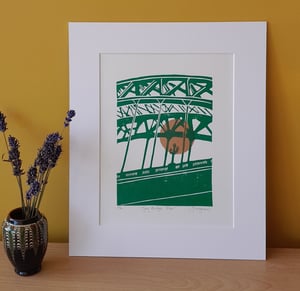 'Tyne Bridge Glow' Linocut Print