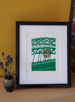 'Tyne Bridge Glow' Linocut Print