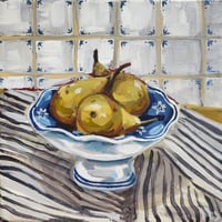 Image 2 of Three Pears on a Japanese Pedestal Bowl