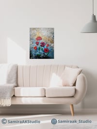 Image 3 of Original Poppy and Tullip Acrylic painting, Flowers Art, Living Room Wall Art