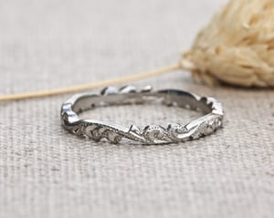 Image of Platinum 2mm floral carved ring