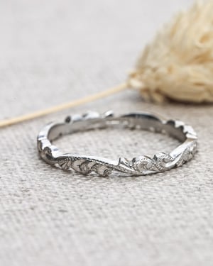 Image of Platinum 2mm floral carved ring