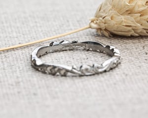 Image of Platinum 2mm floral carved ring