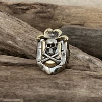 Image 1 of KING SKULL CROSSBONES SHIELD MEXICAN BIKER RING