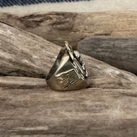 Image 2 of KING SKULL CROSSBONES SHIELD MEXICAN BIKER RING
