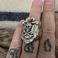 Image 4 of KING SKULL CROSSBONES SHIELD MEXICAN BIKER RING