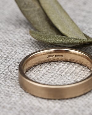 Image of 9ct gold 4mm matte finish flat court ring