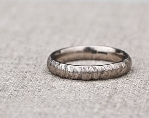 Image of 18ct White gold 4mm horn texture ring