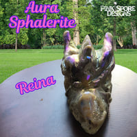 Image 4 of Reina; Druzy Aura Sphalerite Dragon Skull Carving