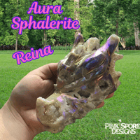 Image 1 of Reina; Druzy Aura Sphalerite Dragon Skull Carving