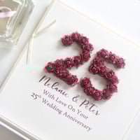 Image 1 of Handmade 25th Wedding Anniversary Card. Personalised Silver Anniversary Gift. 