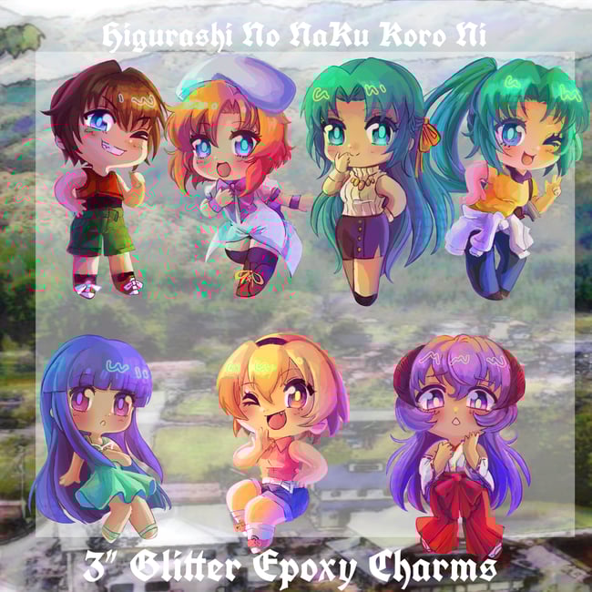 3” Higurashi No NaKu Koro Ni Glitter Epoxy Charms