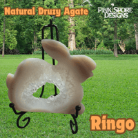 Image 1 of Ringo; Natural Druzy Agate Hare Carving