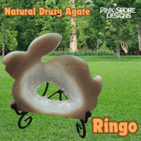 Image 4 of Ringo; Natural Druzy Agate Hare Carving