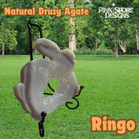 Image 2 of Ringo; Natural Druzy Agate Hare Carving
