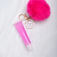 Image 2 of Plush Pom Pom Fruity Lip Gloss Keychain