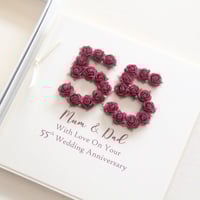 Image 1 of Handmade 55th Wedding Anniversary Card. Emerald Wedding Anniversary Card. 