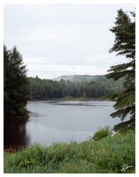 PRINT: WIND FARM POND IN THE RAIN