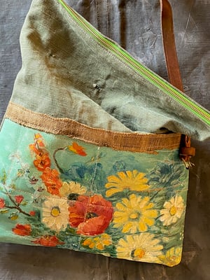 Image of one of a kind painting bag - daisy I