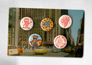 Image of Pizza & Beer Inspired 25mm Button Badges (Pack of 5)