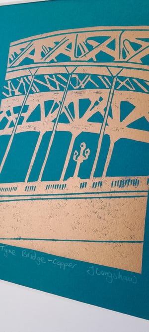 'Tyne Bridge - Copper' Linocut Print