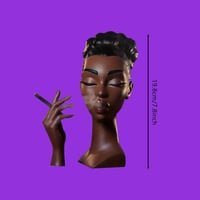 Image 3 of  Black Lady eyes closed smoking a cigarette backflow Incense Burner