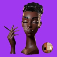 Image 5 of  Black Lady eyes closed smoking a cigarette backflow Incense Burner