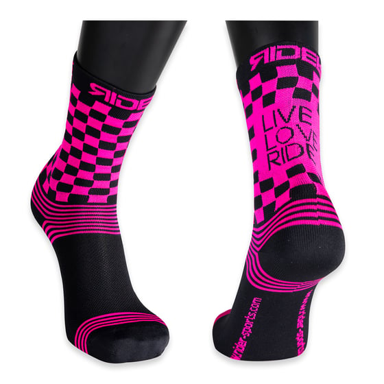 Image of CHECKERBOARD PINK BIKE SOCKS