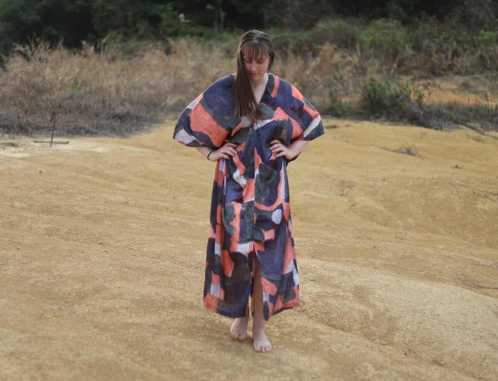 Image of COLOR PAINT KIMONO DRESS