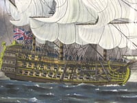 Image 2 of Vintage Watercolour Painting, Galleon Battleships at Sea, Framed Size 15 1/2 x 11 5/8 ins, unsigned 