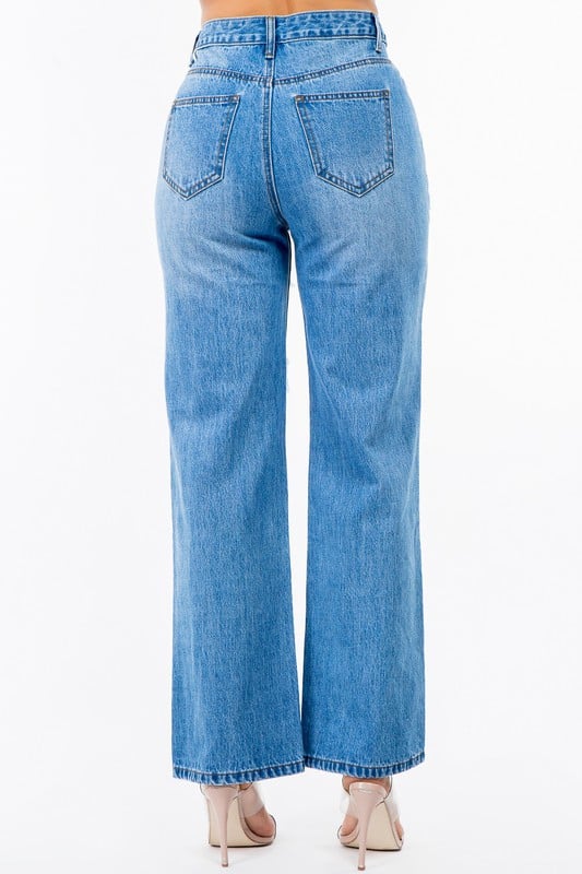 Image of 7PACK HIGH WAIST CUT OUT WIDE JEANS