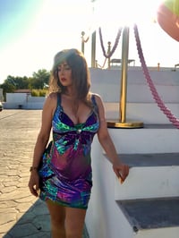 Image 11 of Purple and Green Sequin Butterfly Chainmail Dress