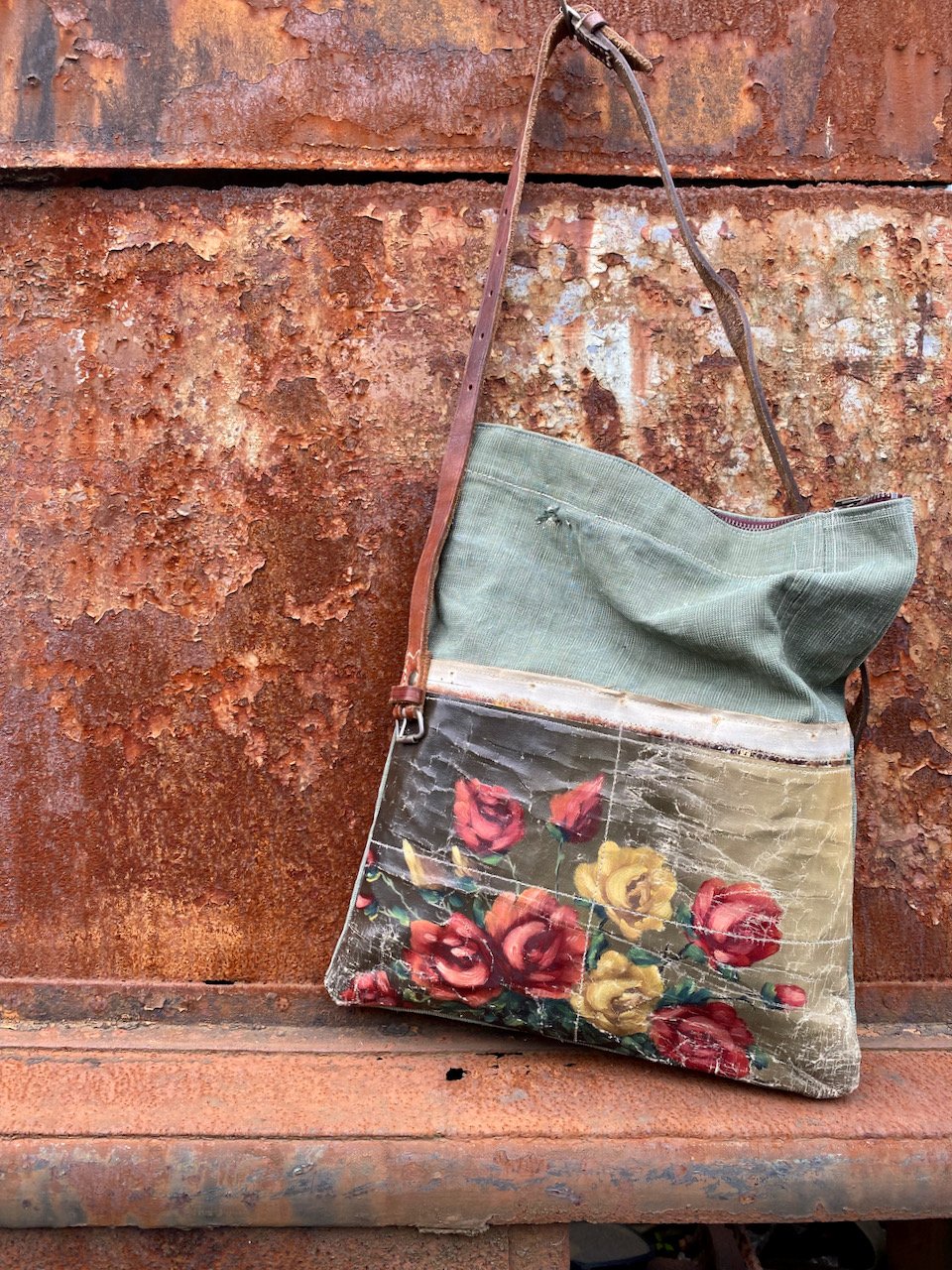 Image of one of a kind painting bag - rose