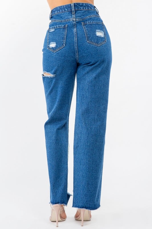 Image of 7PACK HIGH WAIST WIDE LEG DISTRESSED JEANS